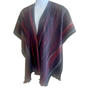 Chico's Wrap Womens Fitted Shawl Scarf One Size Black Stripped
